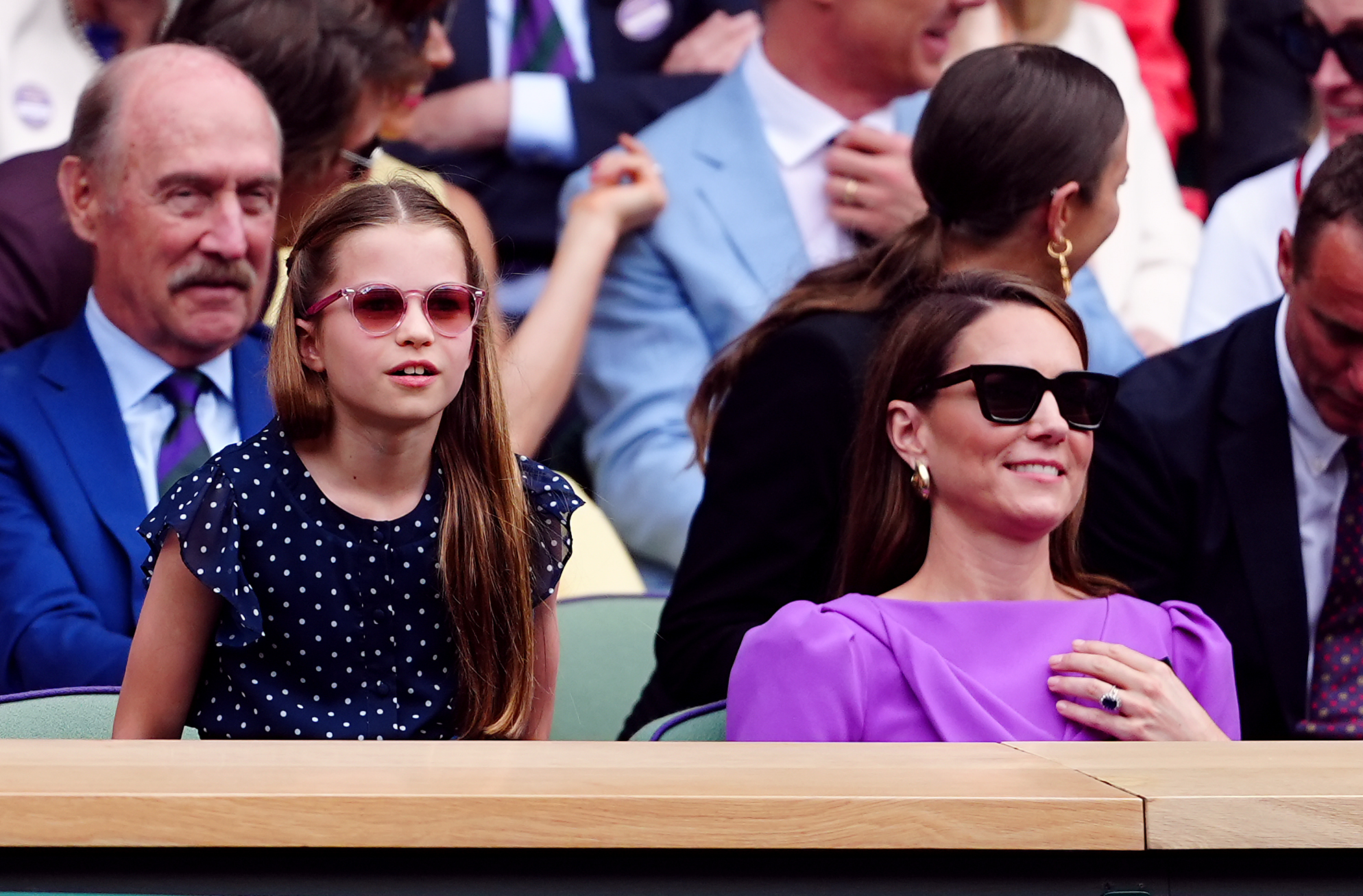 Wimbledon 2024 - Day Fourteen - All England Lawn Tennis and Croquet Club The Princess of Wales and Princess Charlotte in the royal box on day fourteen of the 2024 Wimbledon Championships at the All England Lawn Tennis and Croquet Club, London. Picture date: Sunday July 14, 2024. (Photo by Mike Egerton/PA Images via Getty Images)