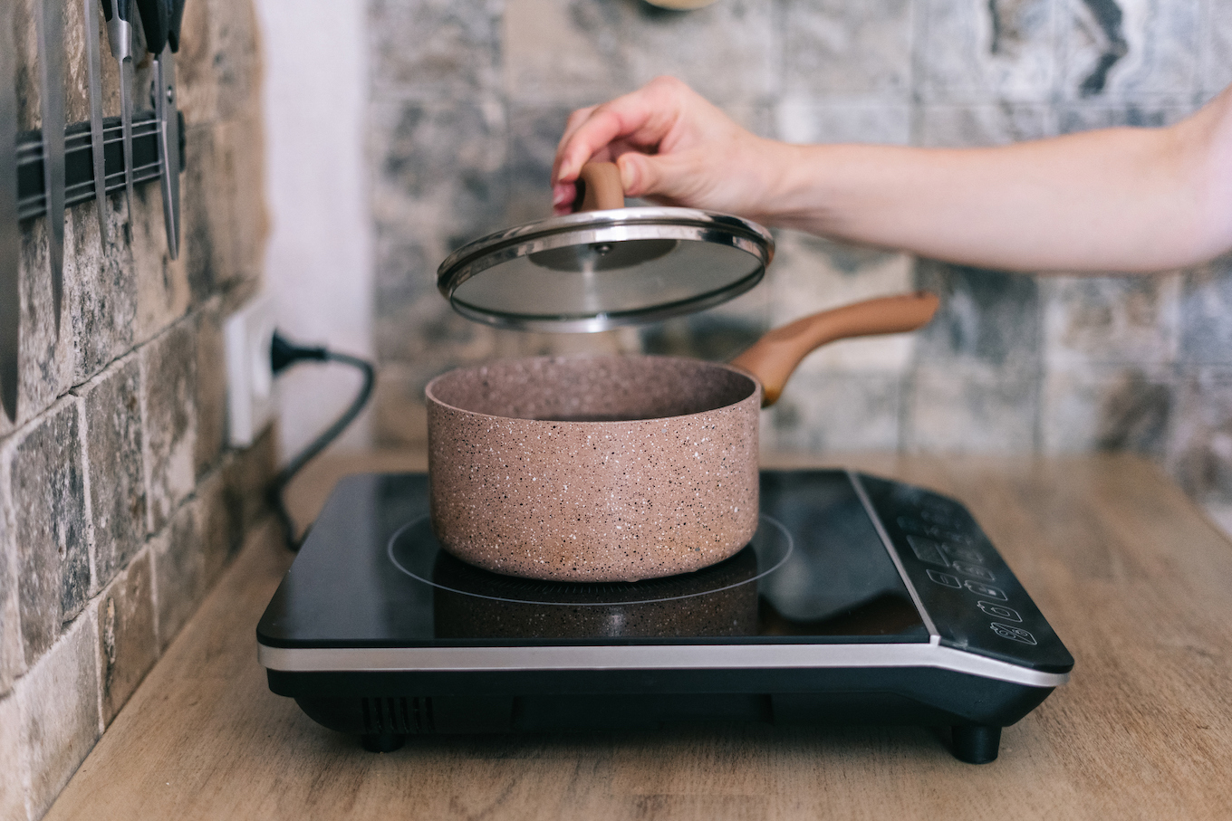 Pot on a burner Pot on a burner