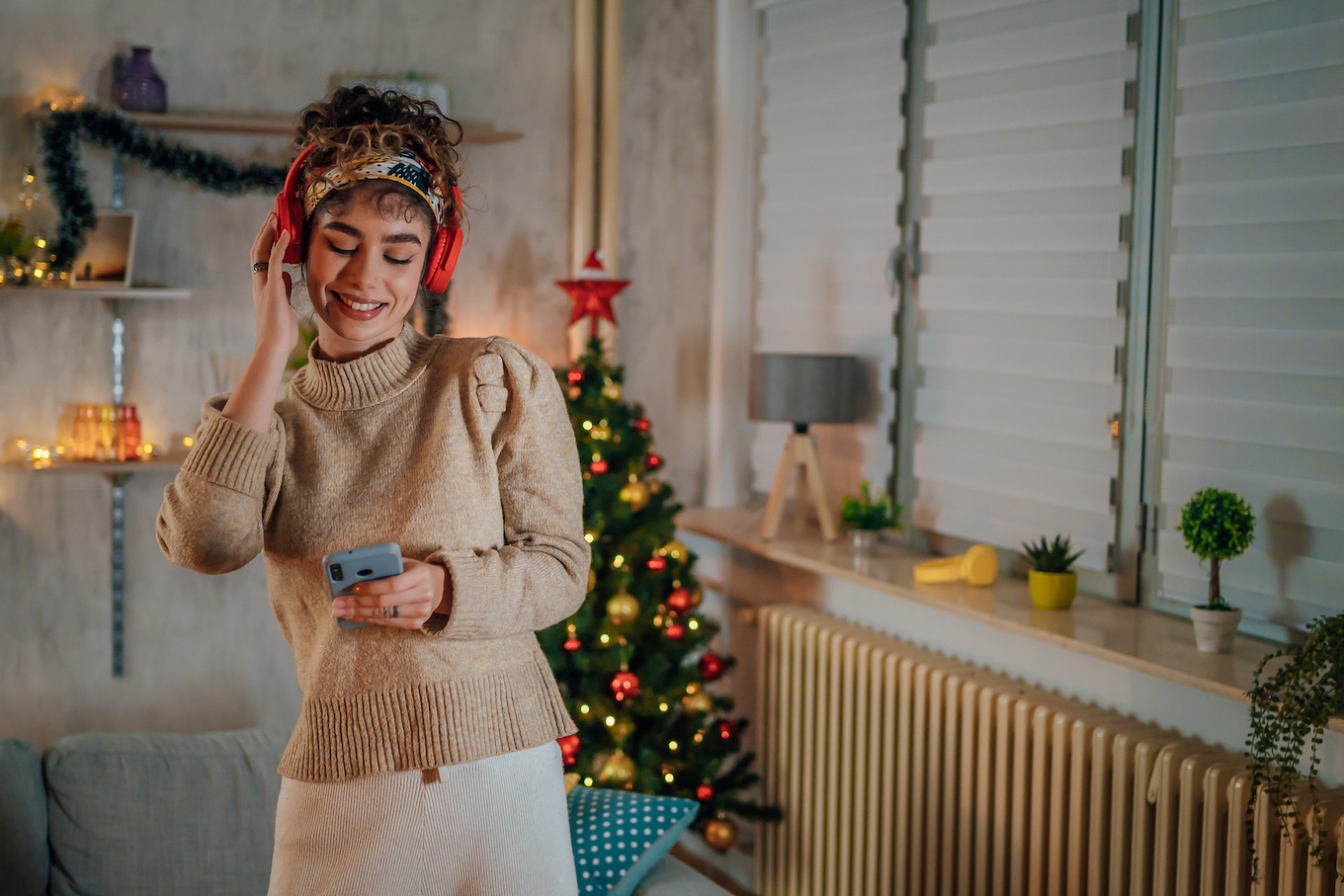 Woman dancing on Christmas Woman dancing on Christmas