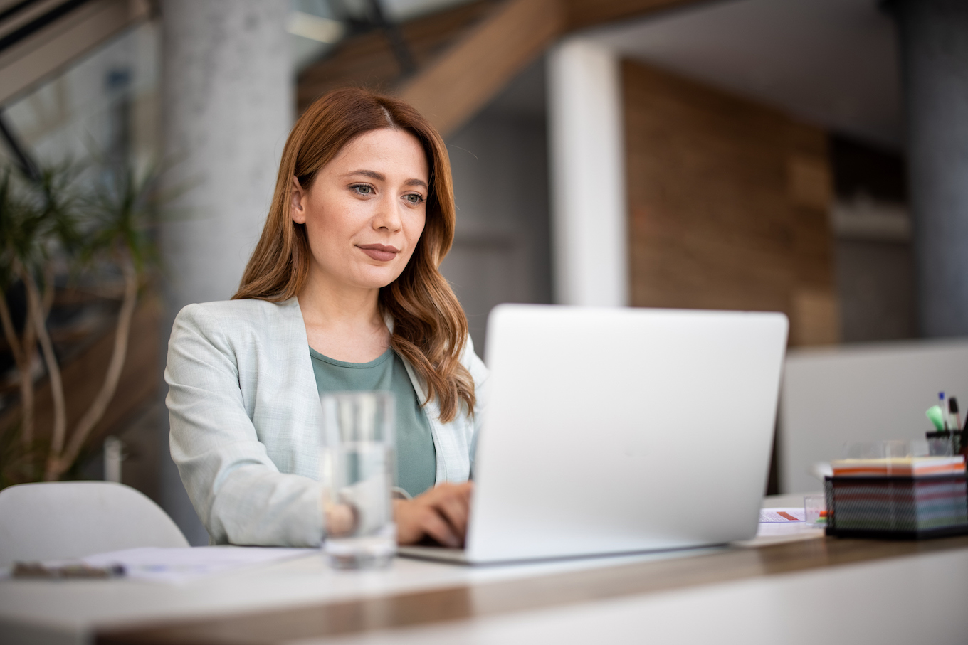 Woman on computer Woman on computer