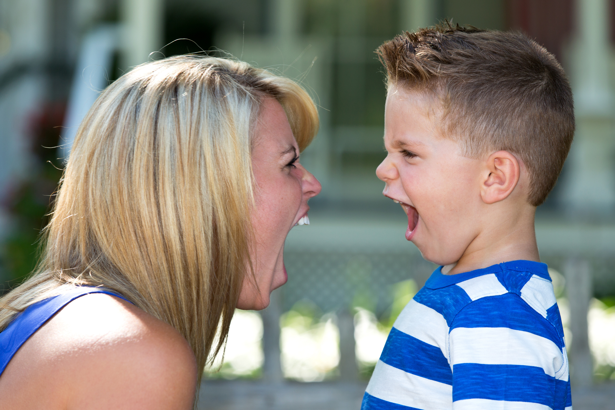 Arguing mother and son Arguing mother and son